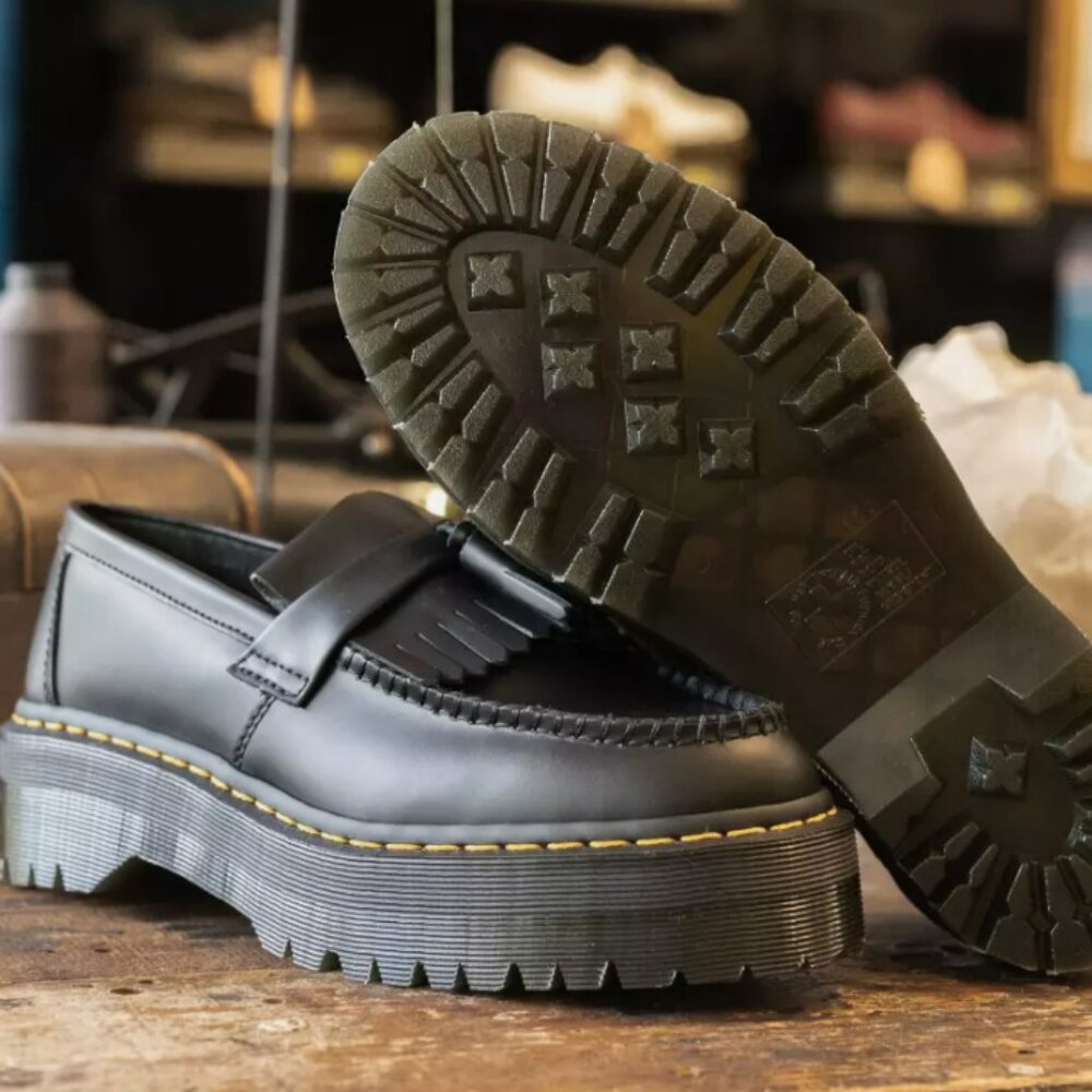 DR. MARTENS ADRIAN QUAD LEATHER PLATFORM TASSLE LOAFERS MSRP$210 Timeless Design - Picture 14 of 15